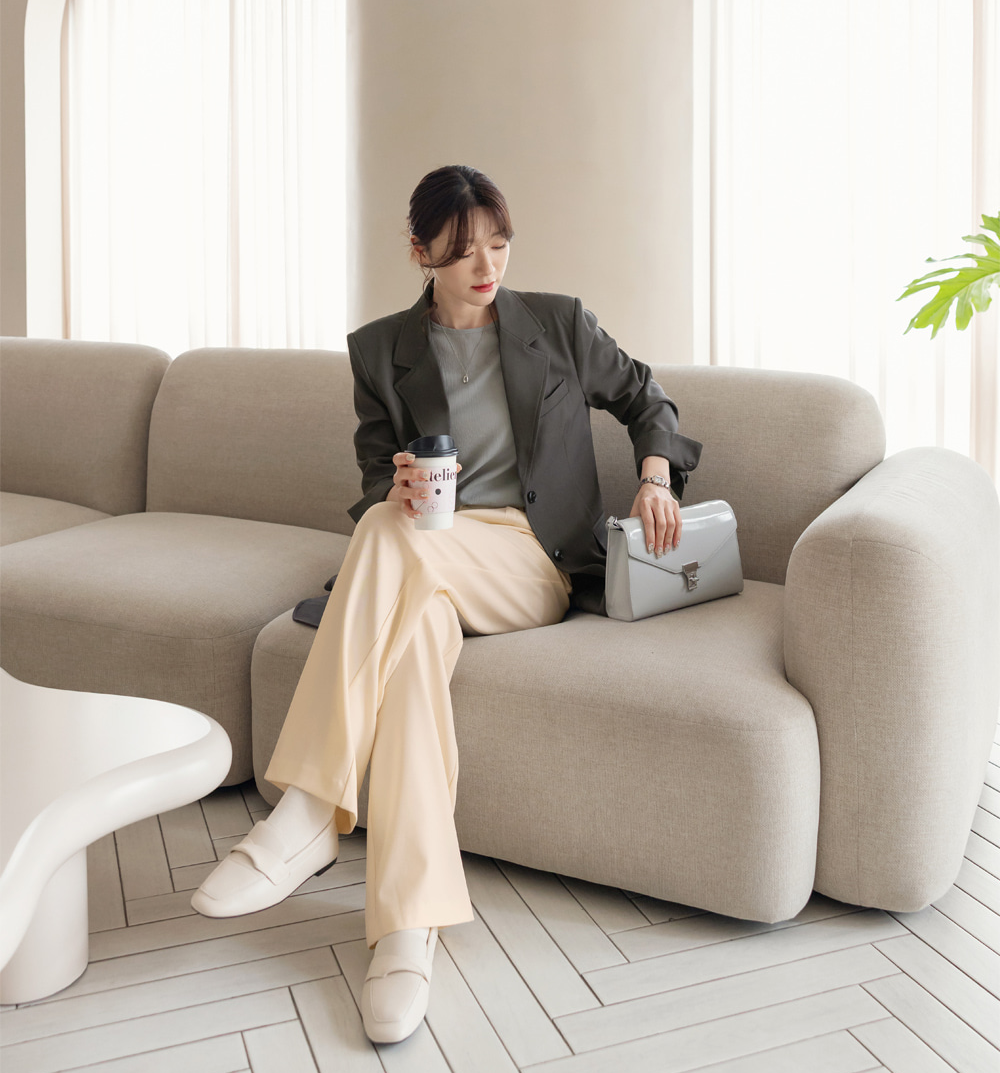 Tailored Semi-Wide Trousers with Elegant Pintuck Detail