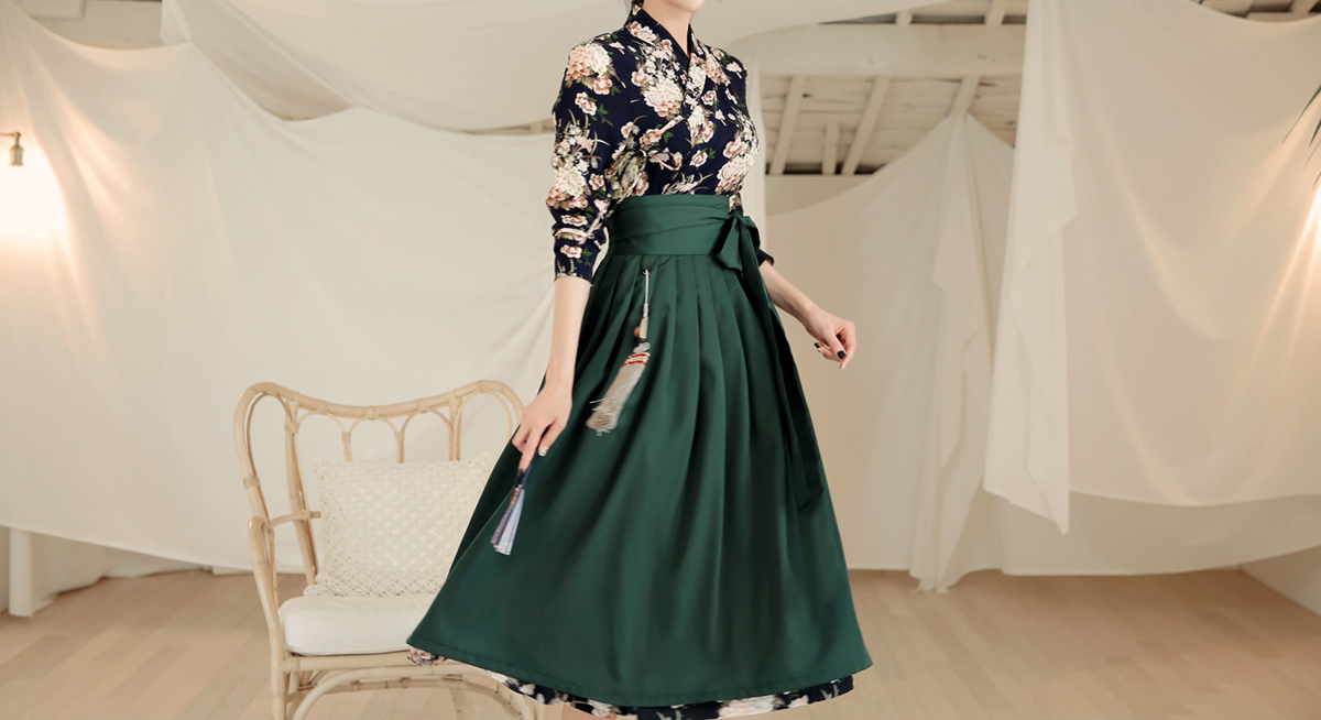 Basic Demure Modern Hanbok Wrap Skirt