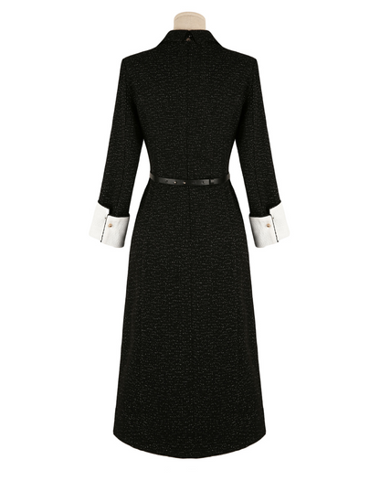 Tailored Silhouette Tweed Dress with Cufflink Detail