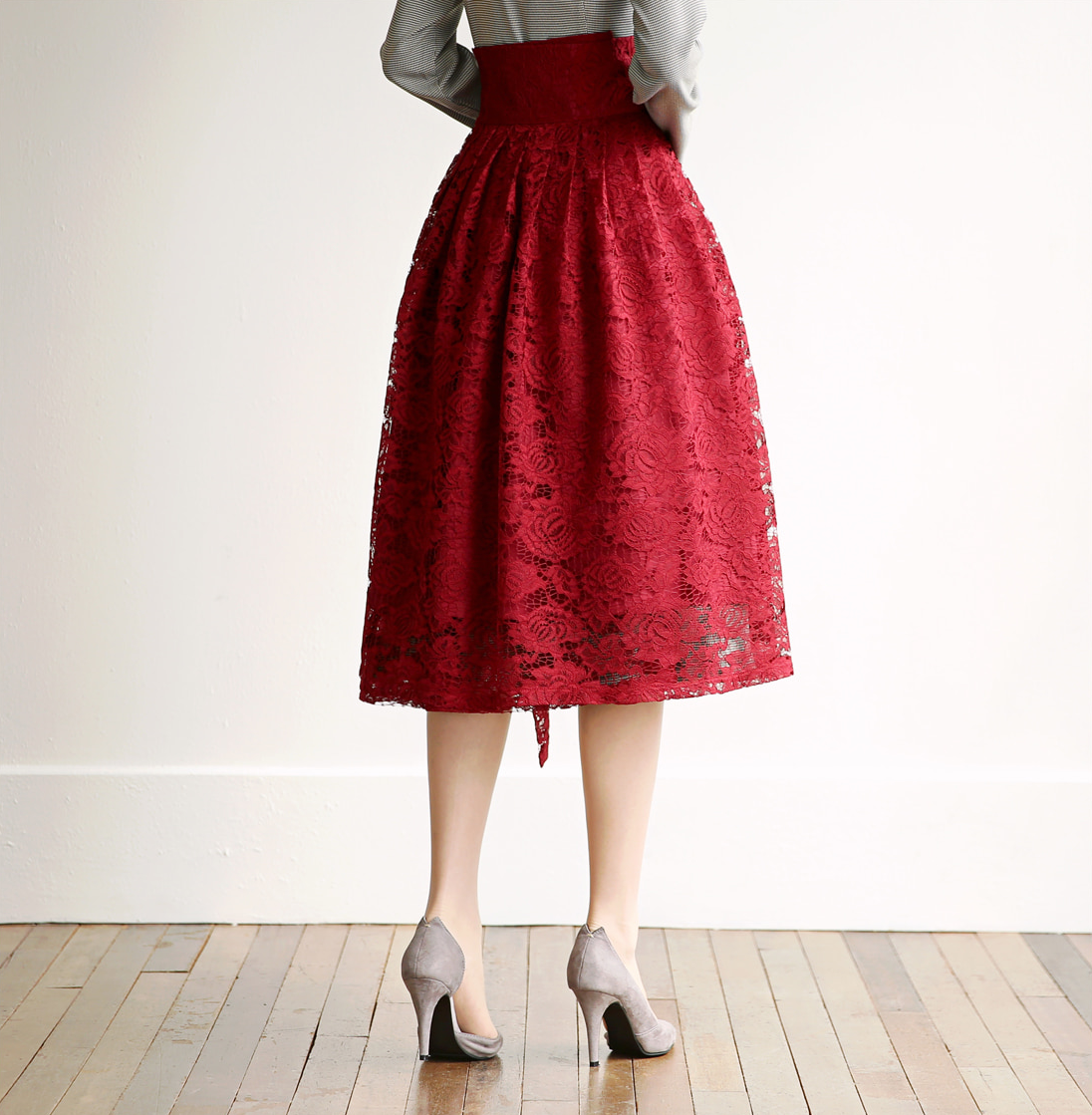 Floral Pattern Lace Modern Hanbok Wrap Skirt