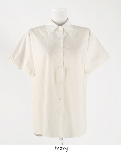 Basic Short Sleeve Cotton Shirt Blouse