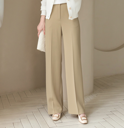Fluid Wide-Leg Trousers with Tailored Pintuck Detail
