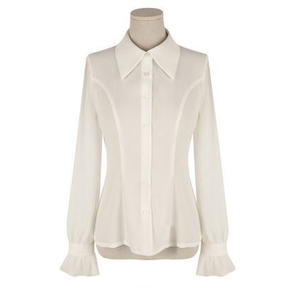 Feminine Flat Collar Chiffon Blouse