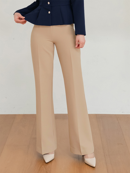 Perfect-Fit High-Waisted Bootcut Trousers with a Sleek Side-Zip Design