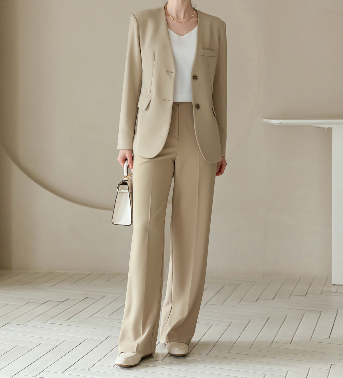 Fluid Wide-Leg Trousers with Tailored Pintuck Detail