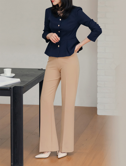 Perfect-Fit High-Waisted Bootcut Trousers with a Sleek Side-Zip Design