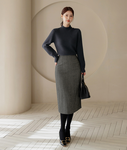 Soft Side‑Button Mock Neck Knit for Cozy Office & Everyday Style