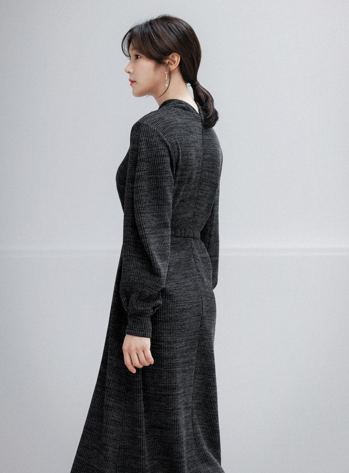 Cozy Tie Neck Belted Knit Dress