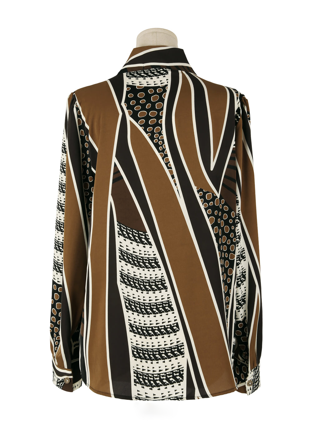 Refined Tie-Neck Blouse with an Artistic Print