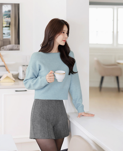 Long Sleeve Boatneck Knit Top