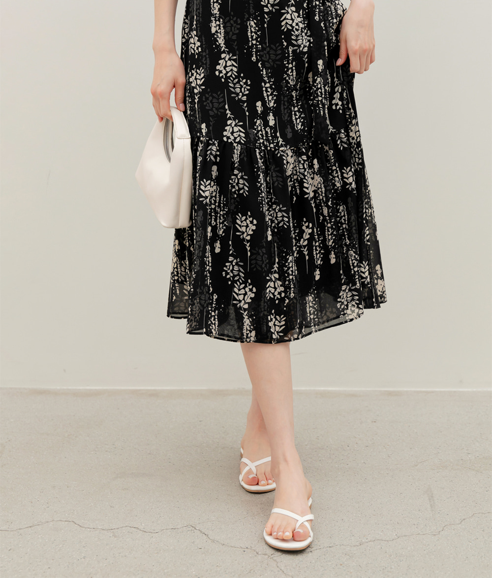 Airy Floral Chiffon Dress with a Softly Defined Wrap Waist