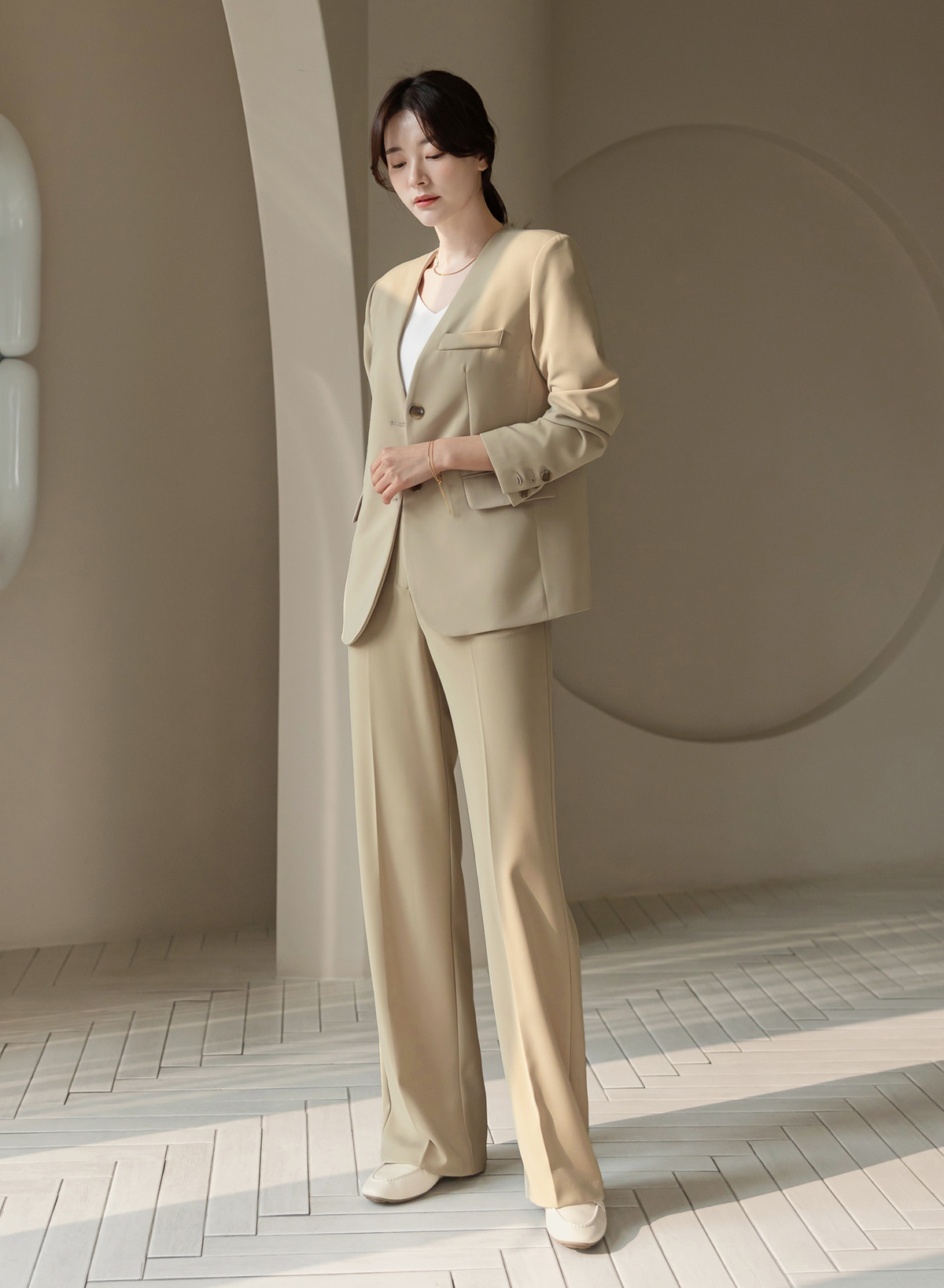 Fluid Wide-Leg Trousers with Tailored Pintuck Detail