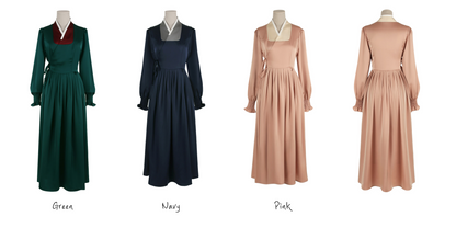 Elegant Modern Hanbok Wrap Dress with Contrasting Collar