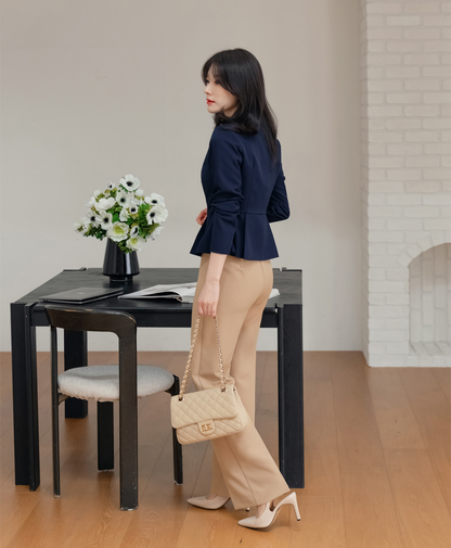 Perfect-Fit High-Waisted Bootcut Trousers with a Sleek Side-Zip Design