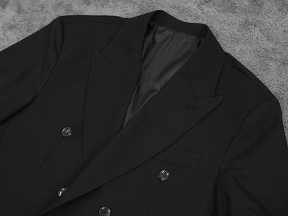 Peaked Lapel Wool Double Jacket