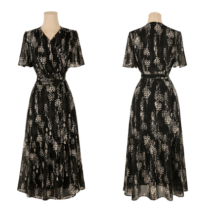 Airy Floral Chiffon Dress with a Softly Defined Wrap Waist