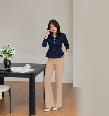 Perfect-Fit High-Waisted Bootcut Trousers with a Sleek Side-Zip Design