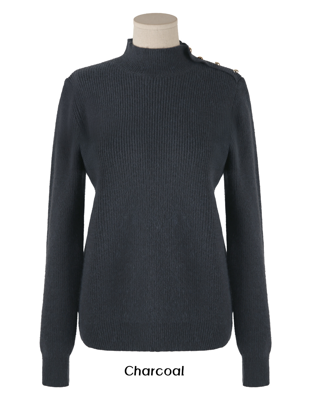 Soft Side‑Button Mock Neck Knit for Cozy Office & Everyday Style