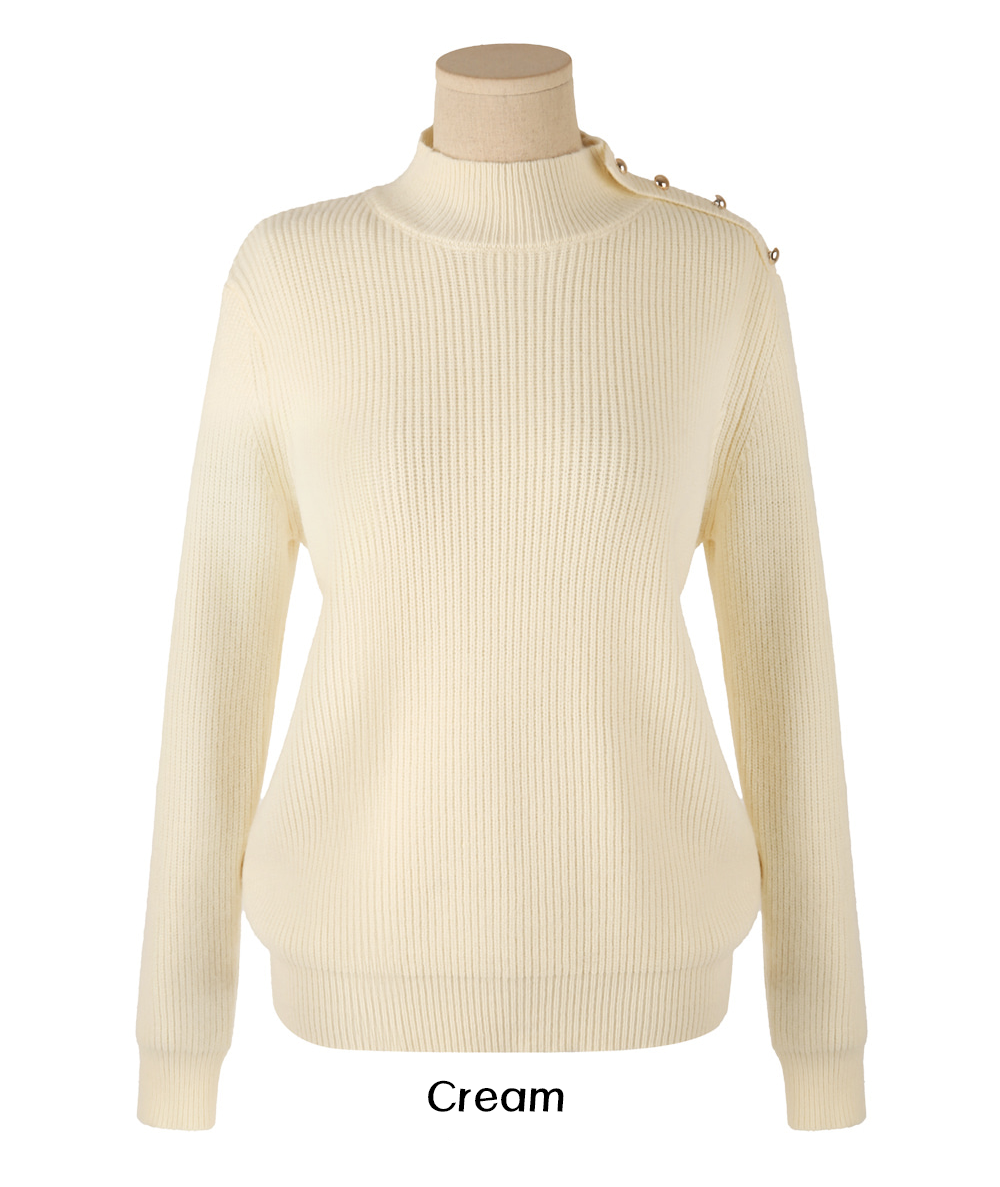 Soft Side‑Button Mock Neck Knit for Cozy Office & Everyday Style
