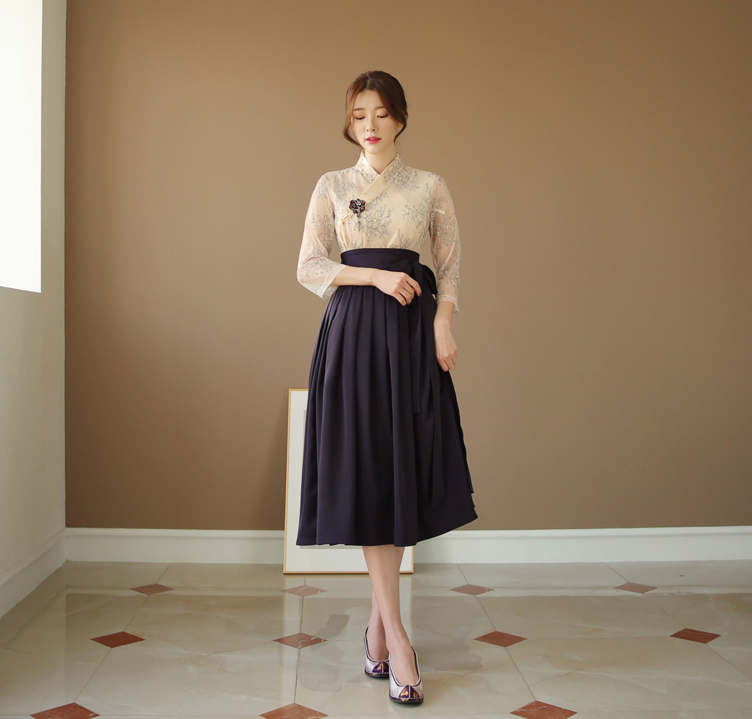 Basic Demure Modern Hanbok Wrap Skirt