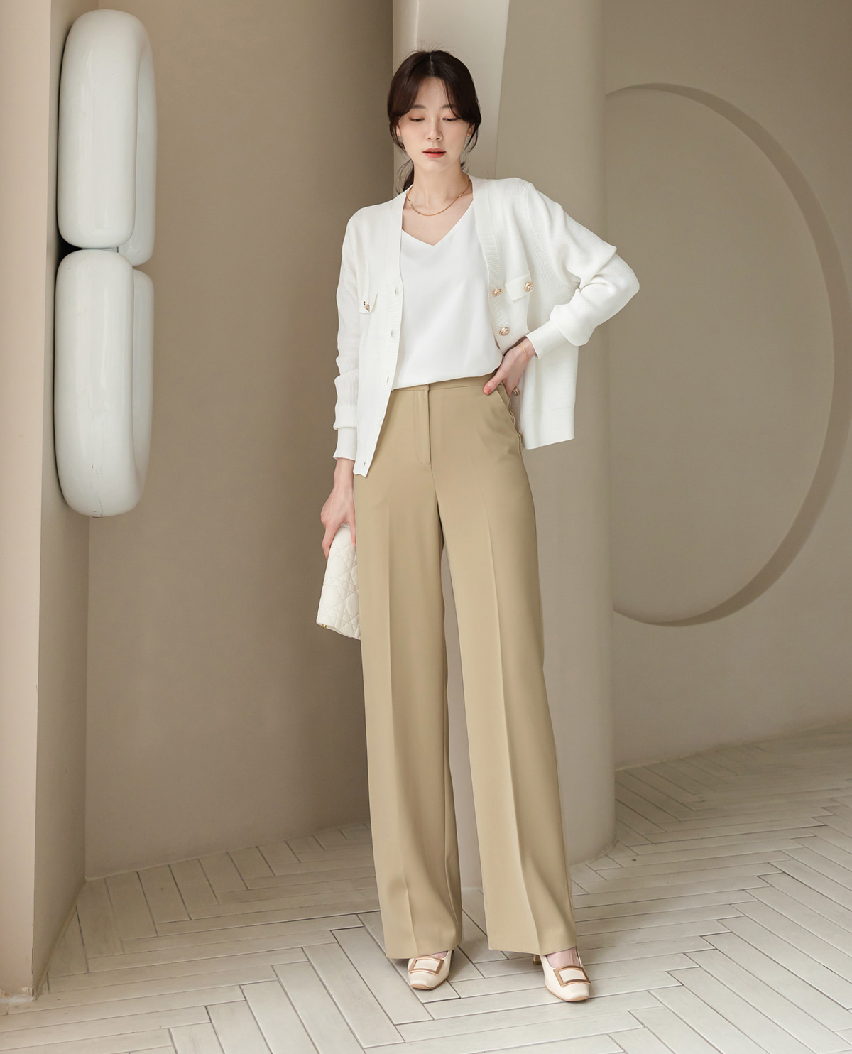 Fluid Wide-Leg Trousers with Tailored Pintuck Detail