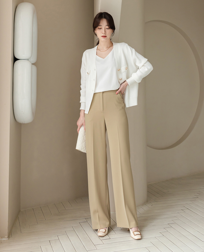 Fluid Wide-Leg Trousers with Tailored Pintuck Detail