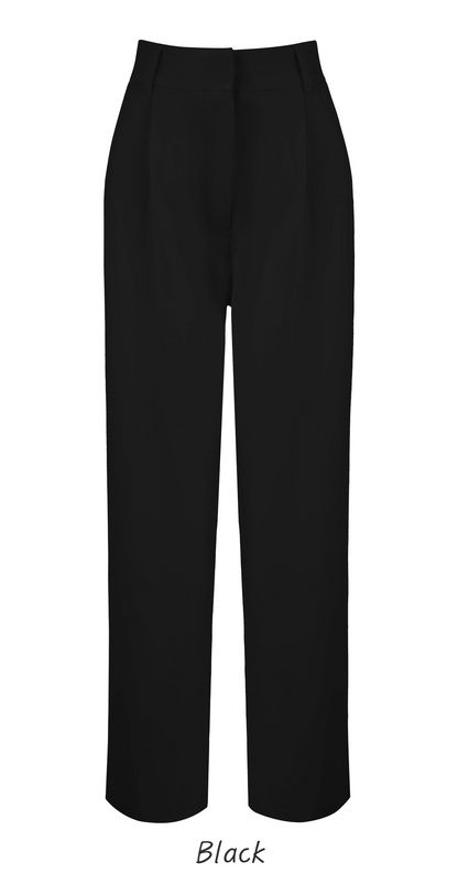 Tailored Semi-Wide Trousers with Elegant Pintuck Detail