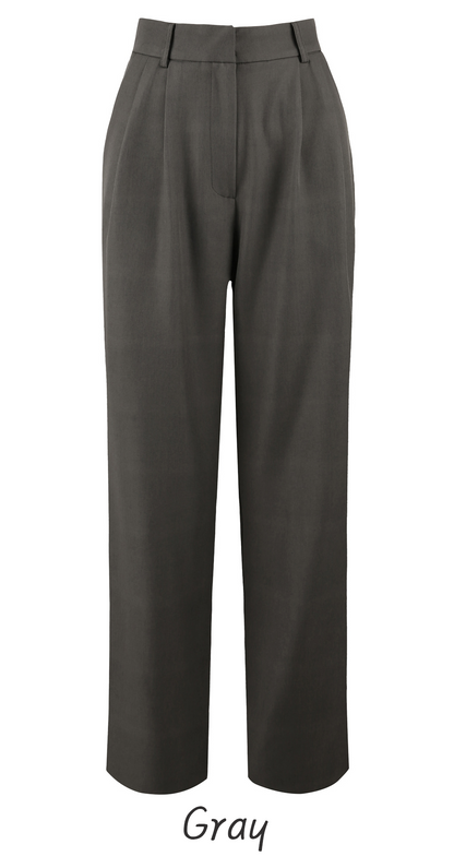 Tailored Semi-Wide Trousers with Elegant Pintuck Detail