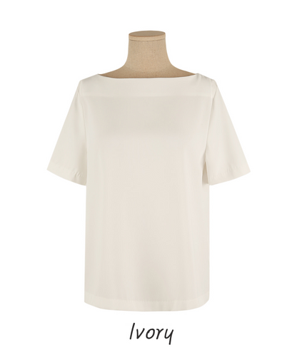 Elegant Boat Neck Blouse with an Effortlessly Refined Silhouette