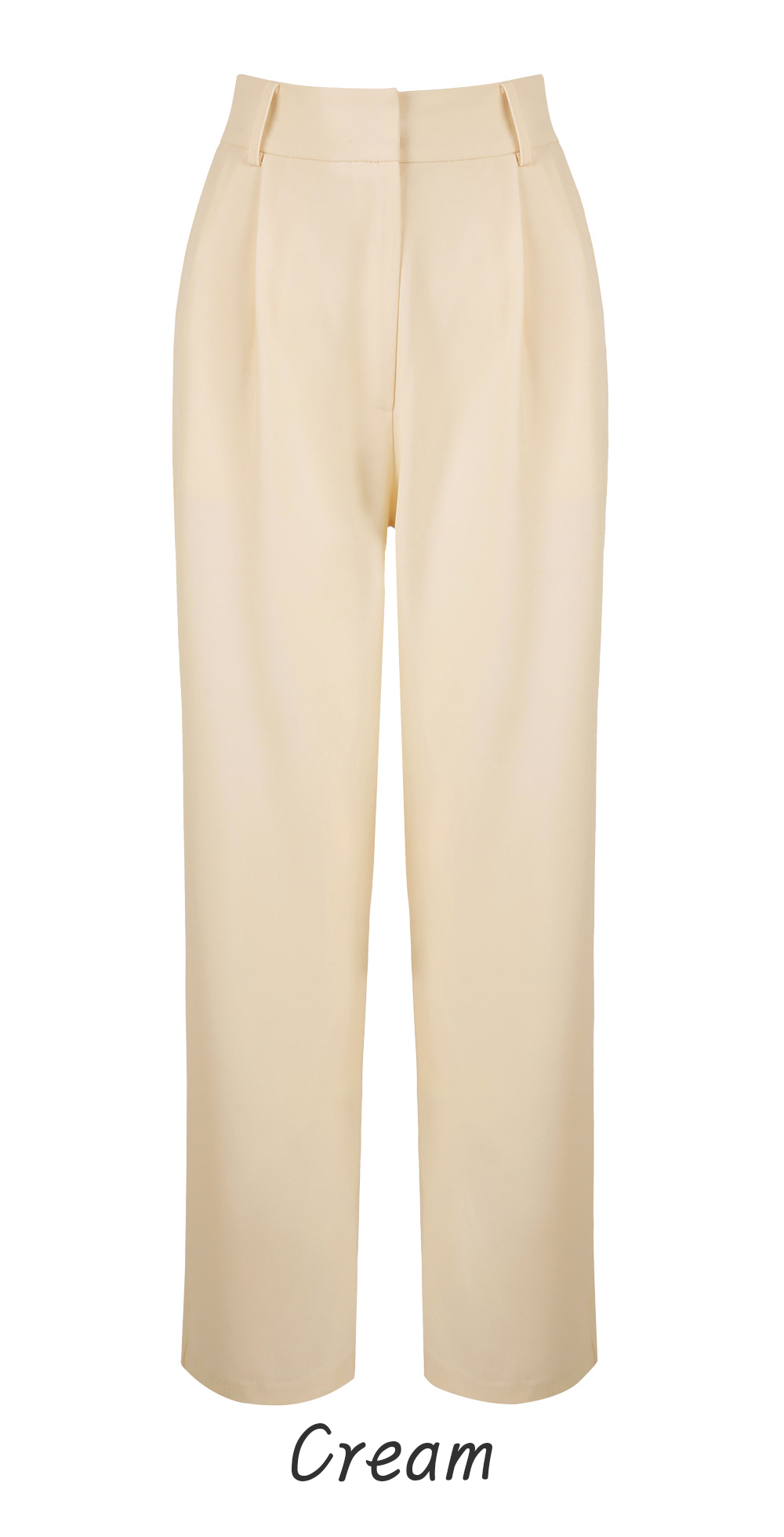 Tailored Semi-Wide Trousers with Elegant Pintuck Detail