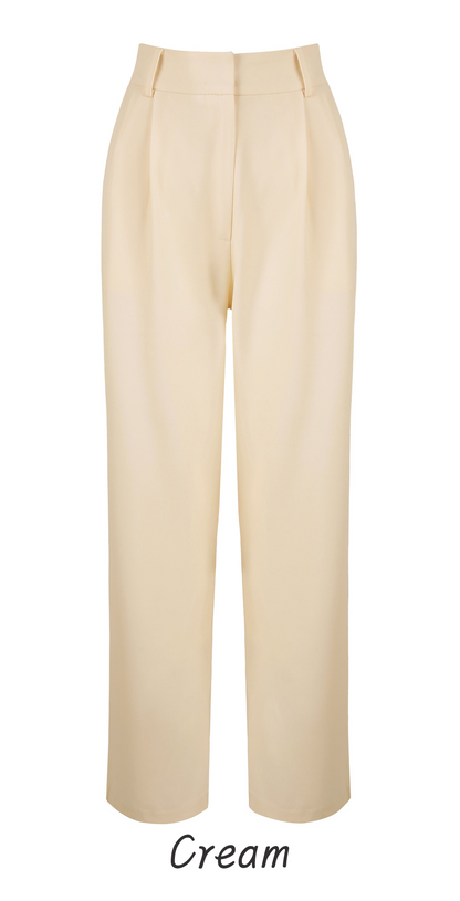 Tailored Semi-Wide Trousers with Elegant Pintuck Detail