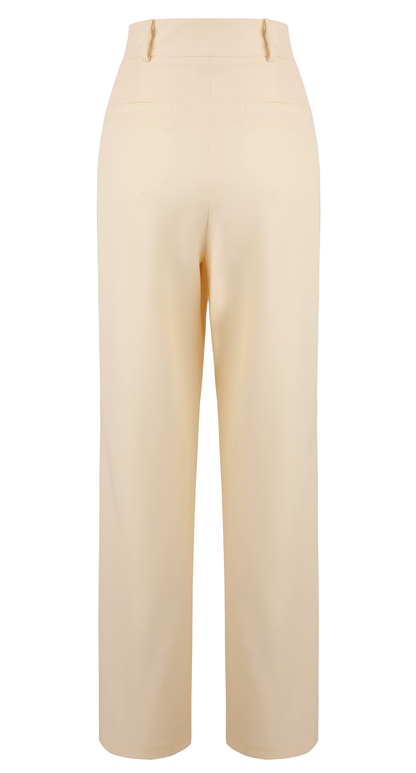 Tailored Semi-Wide Trousers with Elegant Pintuck Detail