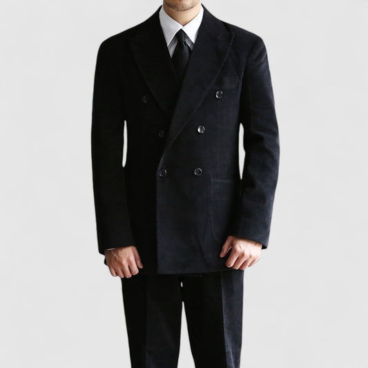 Black Corduroy Double Suit Jacket