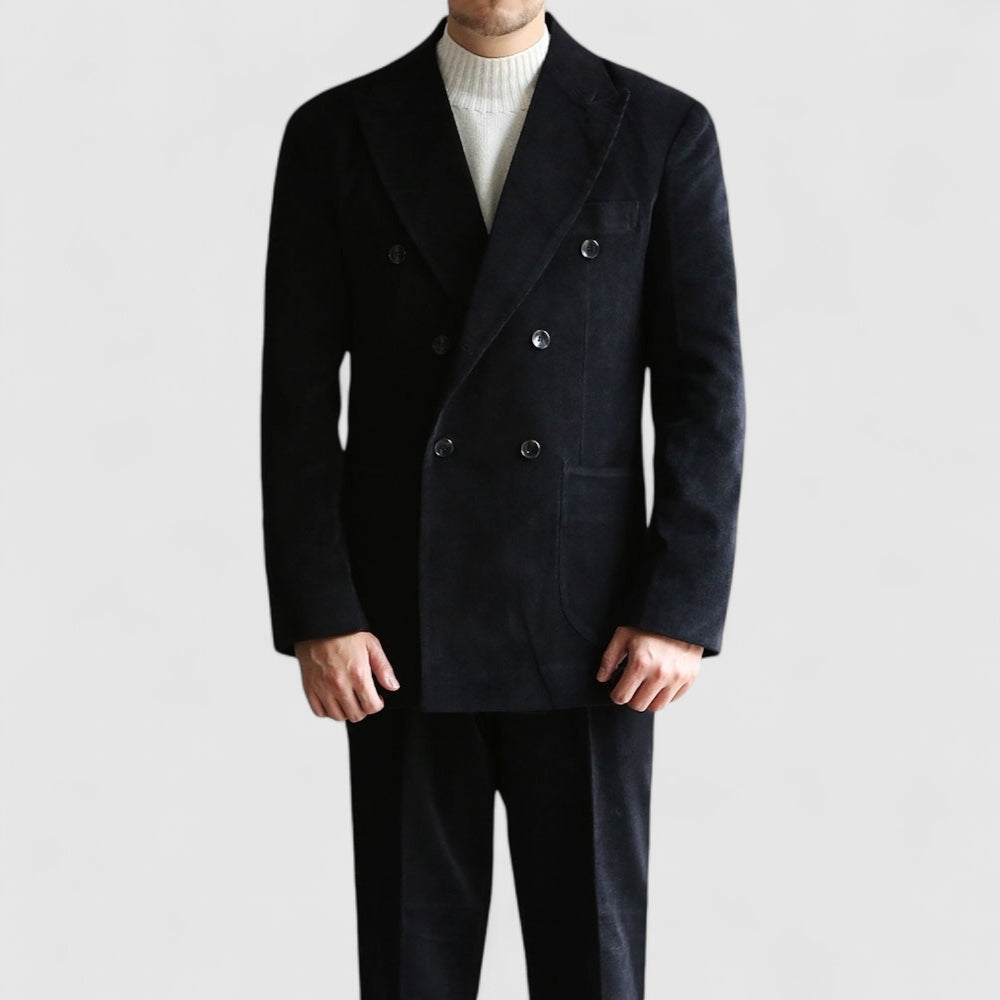 Black Corduroy Double Suit Jacket