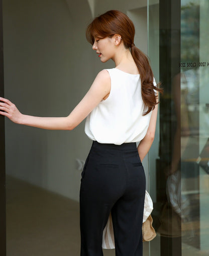 Korean Style Loose Fit Minimalistic Tank Top / Sleeveless V Neck Blouse / Office Look Top / Everyday Soft Blouse / Plus Size Top