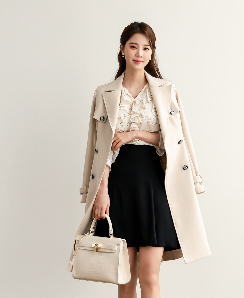 Women Classic Trench Coat / Korean Style Trench Jacket for Women / Plus Size Jacket