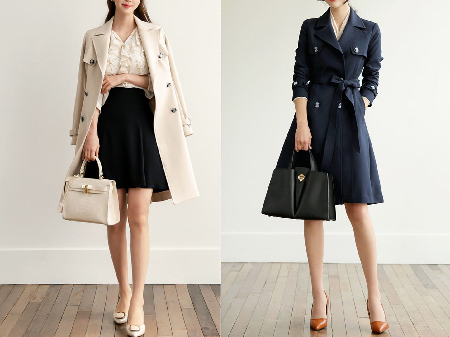 Women Classic Trench Coat / Korean Style Trench Jacket for Women / Plus Size Jacket