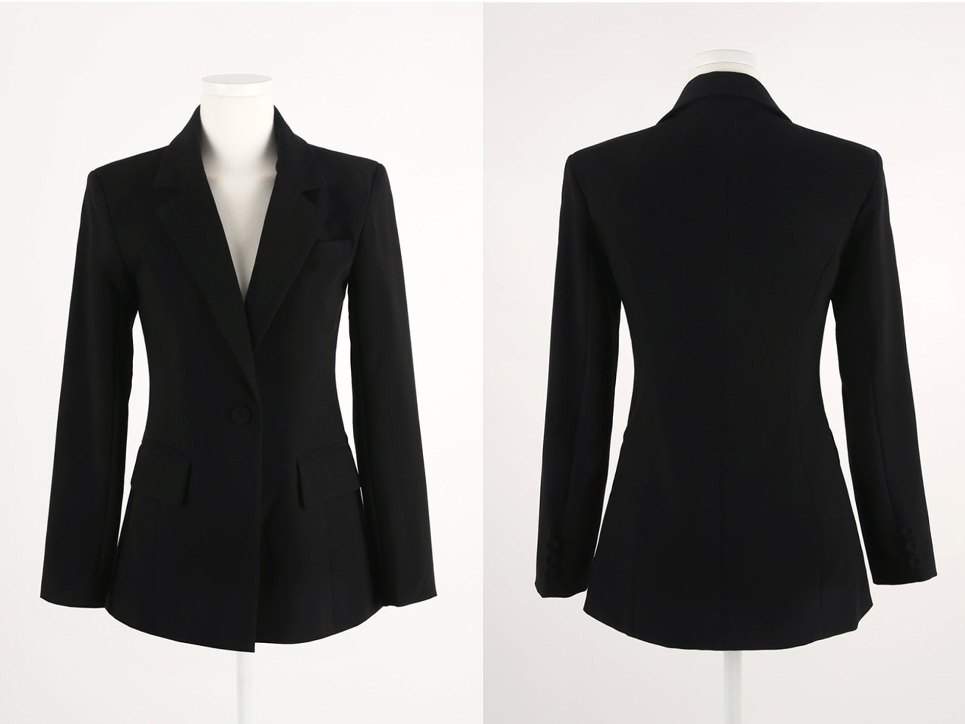 Women Basic Black Blazer / Korean Style Tailored Jacket for Women / One Button Jacket / Plus Size Jacket