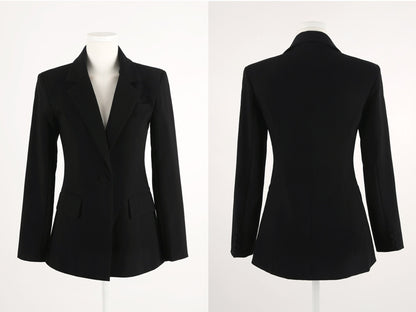 Women Basic Black Blazer / Korean Style Tailored Jacket for Women / One Button Jacket / Plus Size Jacket