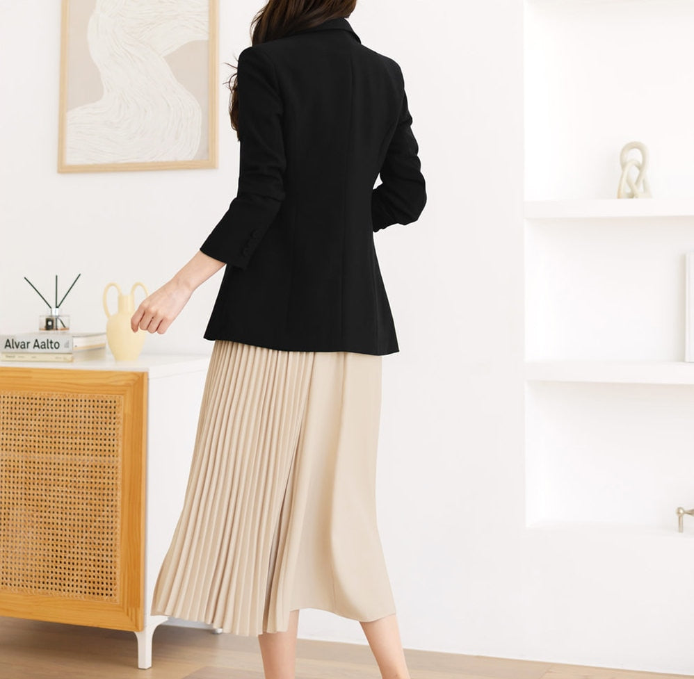 Women Basic Black Blazer / Korean Style Tailored Jacket for Women / One Button Jacket / Plus Size Jacket