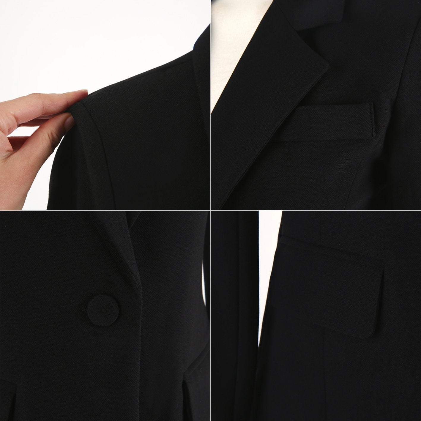 Women Basic Black Blazer / Korean Style Tailored Jacket for Women / One Button Jacket / Plus Size Jacket