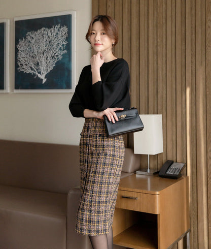 Long Sleeve Boat Neck Knit Top / Korean Style Women Clothes / Office Look Top / Everyday Basic Soft Knit Top