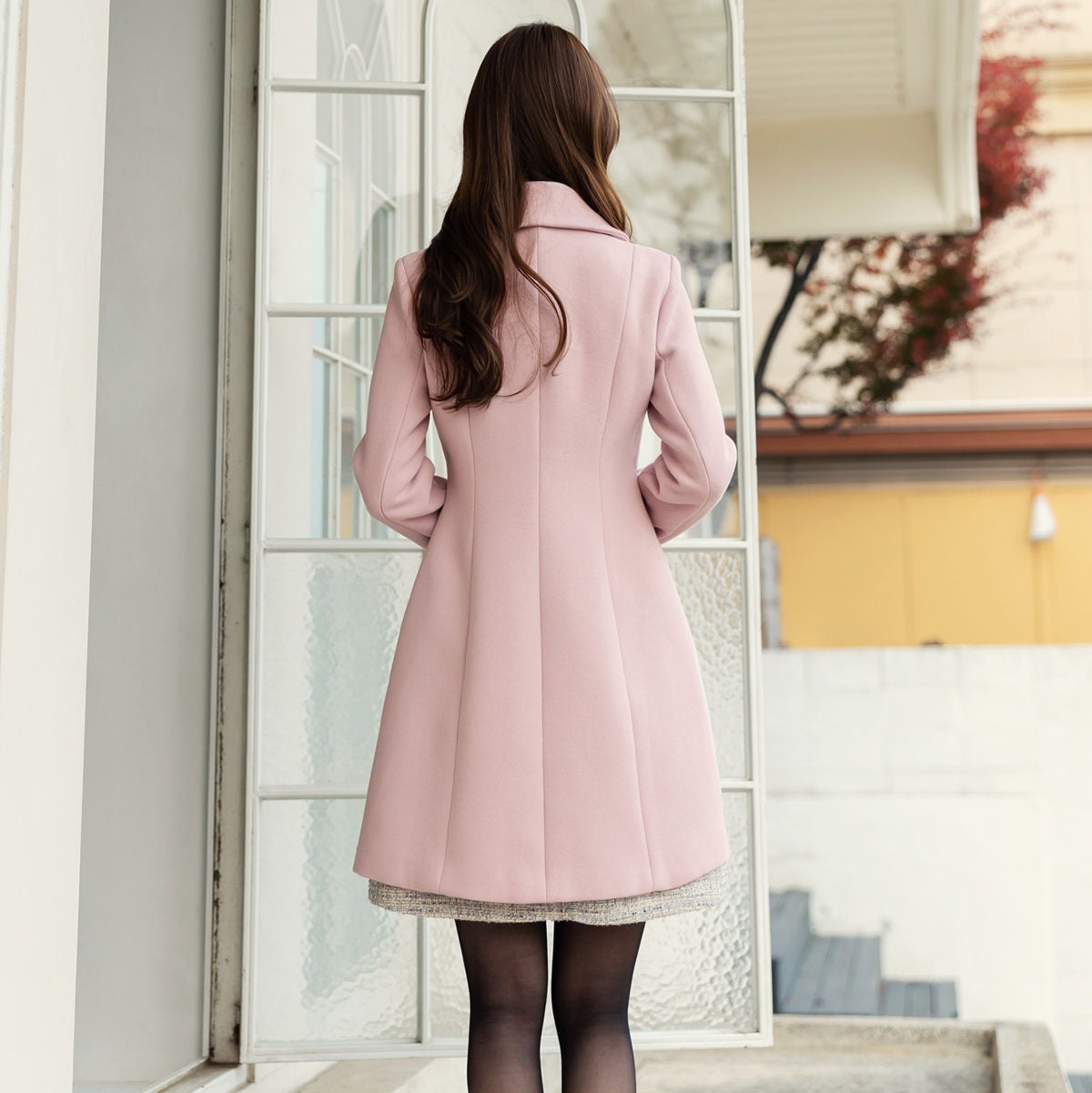 Romantic Style Winter Coat for Women / Korean Style Big Size Flat Collar Jacket with Ribbon Brooch / A-line Jacket / Plus Size Jacket