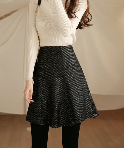 Elegant Feminin Mini Skirt / Korean Style Office Look Skirt / Daily Winter Mini Skirt