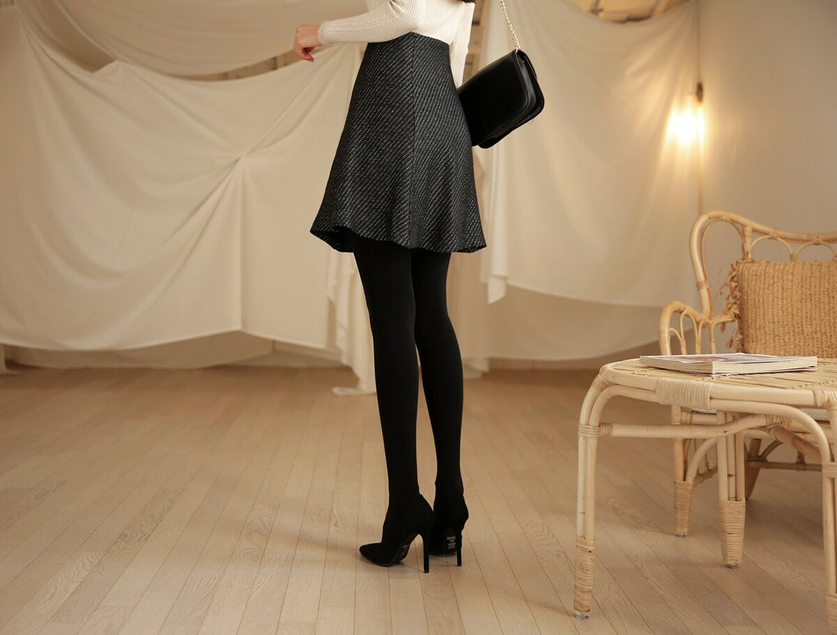 Elegant Feminin Mini Skirt / Korean Style Office Look Skirt / Daily Winter Mini Skirt