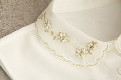 Elegant Feminine Inner Collar / Korean Style White and Gold Inner Collar / Luxury wear Elegant Collar