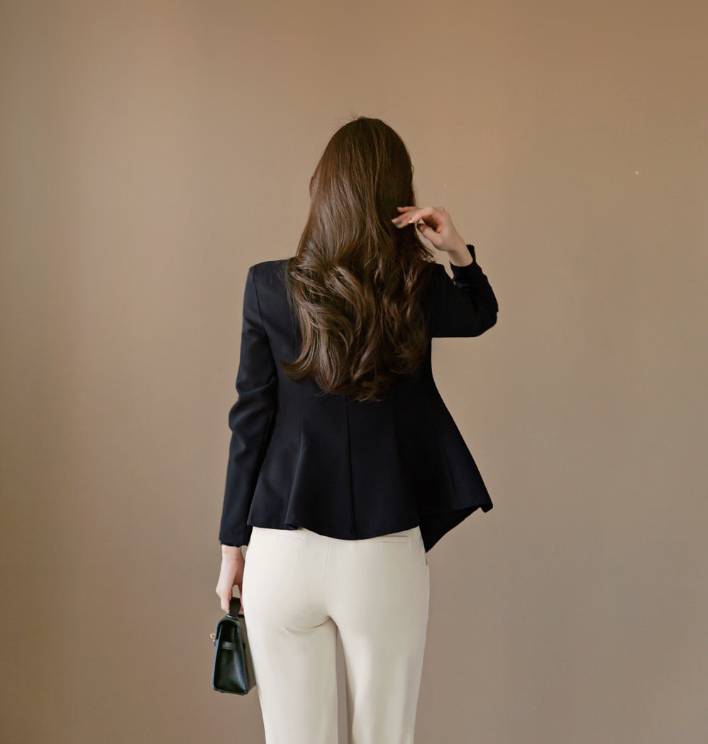 Korean Style Double Breasted Blazer with Belt Blouse / Double Breasted Top Jacket / Daily Blouse Jacket