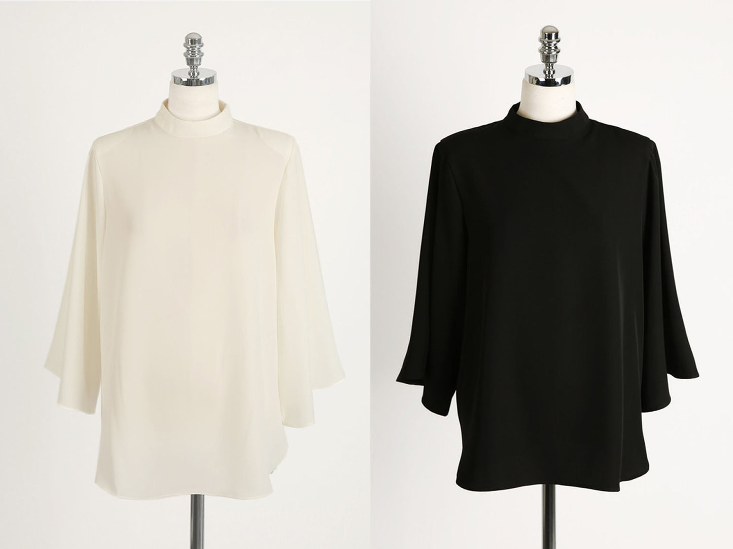 Modern Chic Cape Silhouette Blouse / Korean Style Long Wide Sleeve Office Look Top / Everyday Soft Blouse / Party Top