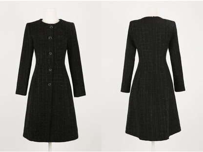 Elegant Black Tweed Dress / Korean Style Mini Dress / Luxury wear Elegant Black Dress