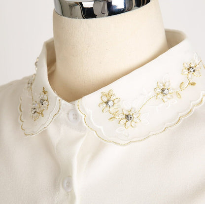 Elegant Feminine Inner Collar / Korean Style White and Gold Inner Collar / Luxury wear Elegant Collar